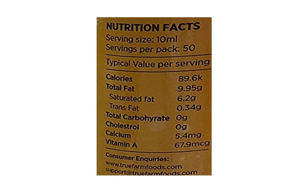 Truefarm Certified A2 Ghee    Glass Jar  500 millilitre